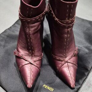 Fendi Purple/Mauve Leather Ankle Boots